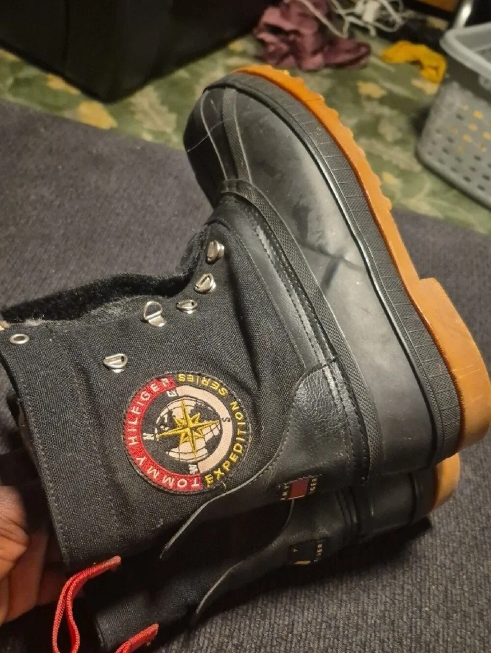 Tommy Hilfiger Black and Brown Expedition Duck Boots